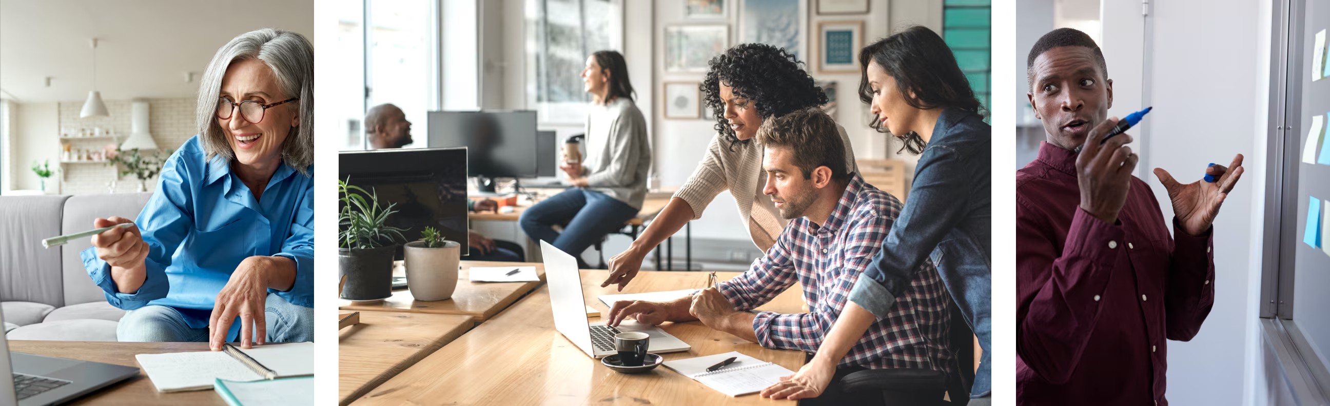 Men and women in a workplace setting.